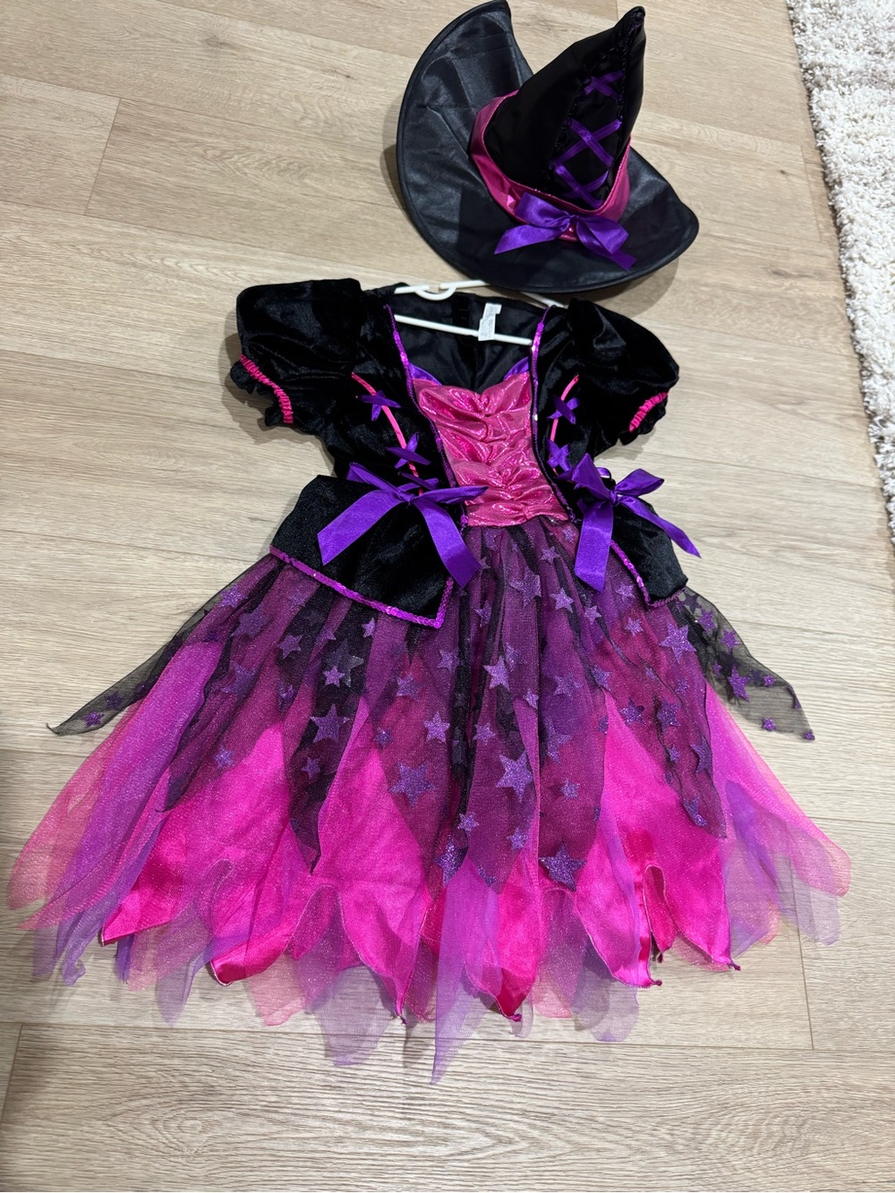 Size 7 Kids Pink & Purple Witch Costume with Hat
